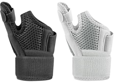 VARKAGE 2 Stück Daumenbandage Links und Rechts für Männer und Frauen - Daumenschiene Daumenorthese Handbandage für Arthritis, Sehnenscheidenentzündung,Gelenkverletzungen (Grau, Schwarz)