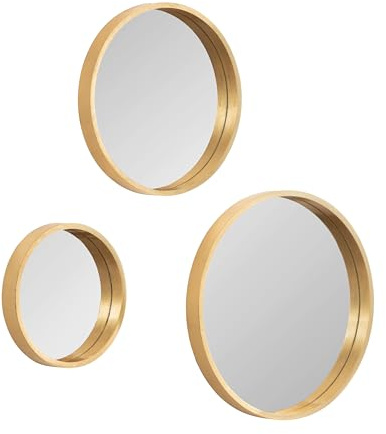 Kate and Laurel Travis Modern Round Wall Mirror Set, Set of 3, Varying Sizes, Gold, Decorative Three-Piece Circle Mirror Set for Use as Bathroom Mirror Decor or Gallery Wall Mirrors