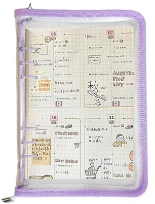 Protection de la couverture du dossier, dossier budgétaire | Transparent, portable avec 6 anneaux, organisateur pour agenda A5 ou A6, amovible et étanche pour l'école, les voyages
