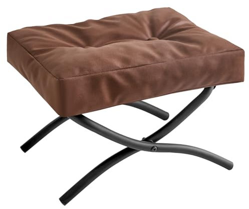IBUYKE 11.8”H Piccolo Poggiapiedi Pieghevole, Sgabello Poggiapiedi Rettangolare per Sedia Pigra, Poggiapiedi Ottomano Moderno Portatile per Soggiorno Camera da Letto, Giallo-Marrone WBD020Z