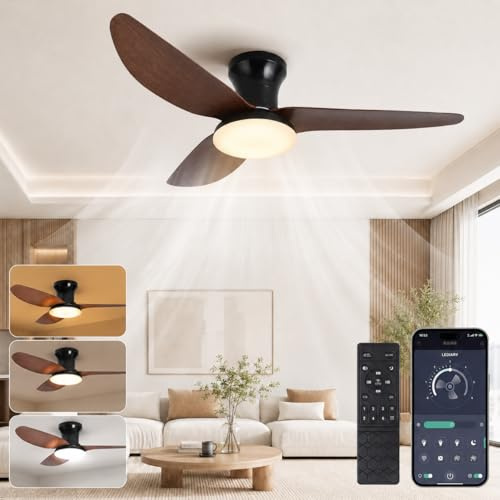 Deckenventilator mit Beleuchtung Leise, Ø100cm App Steuerung & Fernbedienung, 6 Geschwindigkeiten, 3 Farben Dimmbar, Timer, Reversibler DC Motor für Schlafzimmer, Sommer-Winterbetrieb,Softlichtschirm
