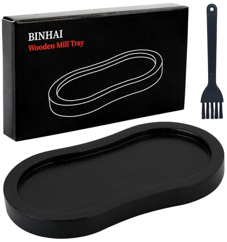 BINHAI Svart bricka för salt- och pepparkvarnar, trähylla, arbetsyta och matbordsskydd (pepparkvarn ingår inte)