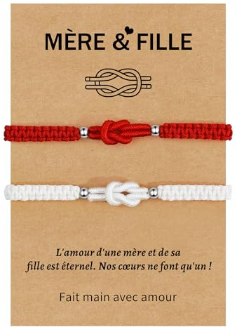 VGWON 2PCS Bracelets Parent‑Enfant, Cadeau pour Maman Fille Papa Fils | Cadeau Original Utile pour Anniversaire, Rentrée Scolaire, Fête des Mères, Fête des Pères, Noël