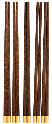 Set di Bacchette Cinesi in Legno, Bacchette in Legno Rosso con Testa in Rame con Carattere di Benedizione Porta Bacchette per Stoviglie Fatto a Mano, di Fascia Alta, Ala di