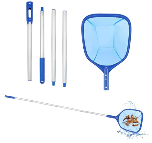 Zasvec Pool Kescher 5er-Set Teichkescher Feinmaschig mit Teleskopstange Bodenkescher Pool 170CM Algenkescher Kescher Teich Pool Reinigungsset Feinmaschiges Netz Laubkescher Pool für Pools, Teiche