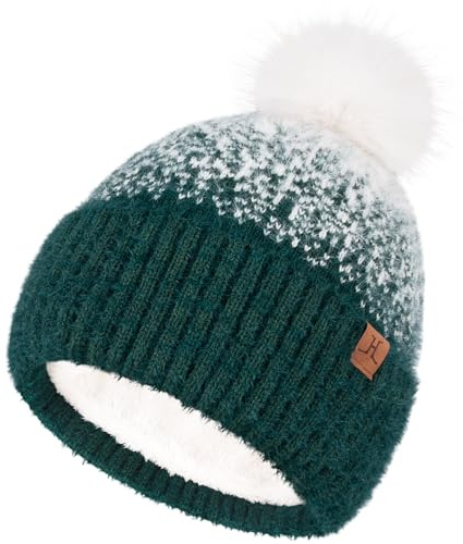 Bequemer Laden Mujer Gorro Termico Degradado Gorro Invierno con Pompones | Preciosas Tejido Gorro Invierno Mujer Talla Única Gorro Nieve con Forro Polar para Navidad Regalos Trabajo Senderismo Deporte