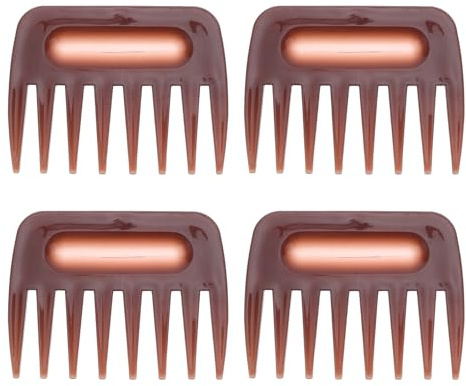 Healvian Set 4 Pettini da Uomo in Plastica Marrone per Grooming e Travel, Pettine Versatile per Styling Chioma e Districante, Design Elegante Minimalista per Uso Professionale