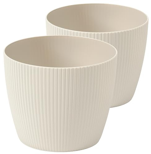 Tymar Blumentopf, 2er-Pack, Runde Form, Übertopf ((2pack) Beige-2, ø 30 cm)