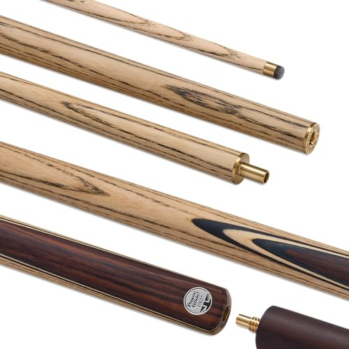 POWERGLIDE VINCI Ash 2-delad 50/50 sammanfogad snooker pool eller biljardköpinne | nordamerikansk askaxel | handskarvad rumpa i rosenträ | 5,2 dl | Full storlek 145,8 cm | 9,5 mm spets