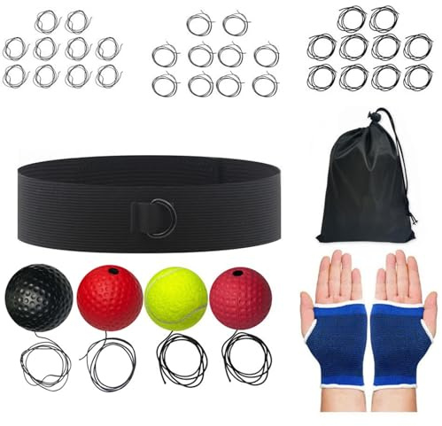 Set di palline per riflessi regolabili - Fascia per allenamento da boxe, Reazione fitness con design portatile, Attrezzatura da velocità con palline multiple, Dormitorio domestico per uomini Donne Ado