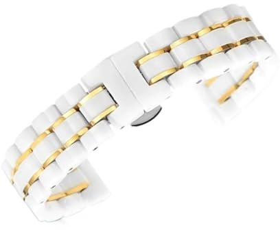 Keramiskt klockarmband Snabbkopplingsband Universal justerbart ersättningsband(White gold,18mm)