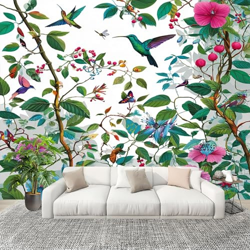 Muralo Carta da Parati 3D in Tessuto Non Tessuto 350x256cm Stile Cinese Dipinto Di Fiori E Uccelli Carta da Parati Poster Bianco per Casa Ufficio Camera Da Letto Gabinetto Soggiorno