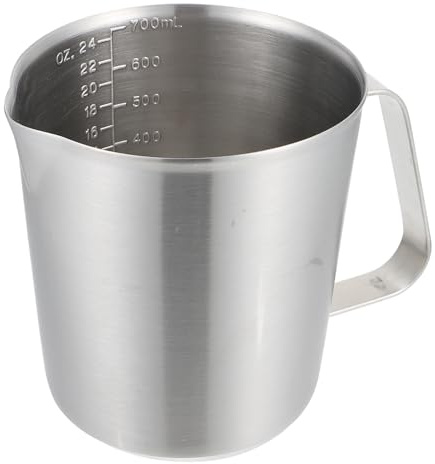 Hoement Tasse à Mesurer pour Latte en Acier Inoxydable 700 Ml Bec Verseur Étroit, Poignée Ergonomique et Surface Polie, Pichet Mousseur à Lait Multifonction pour Préparation de Cappuccino
