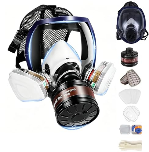 CERKAKITCH Gas Masks Survival Nuclear and Chemical-Gas Masks Dust Mask with 40mm Activated Carbon Filter, Adjustable Resin Mask, Sanding Mask for Chemical,Spray Paint,Gas,Fumes,Organic Vapor,Welding