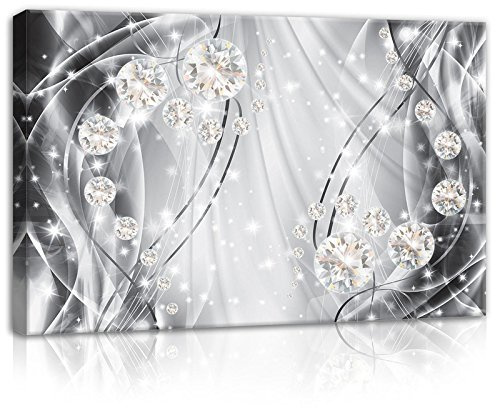 Forwall Leinwand Bilder - Abstrakt Diamanten Silber Glamour - 60x40 cm | Leinwandbilder, Bild auf leinwand, Wandbild XXL groß Wandbilder für Wohnzimmer Schlafzimmer Wohnzimmerbilder