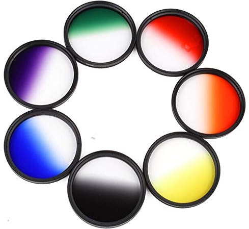 Market&YCY Ensemble de filtres de Couleur pour lentilles de caméra, Filetage 82 mm, Comprend Orange/Rouge/Jaune/Gris/Bleu/Vert/Violet -7 pièces