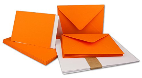 FarbenFroh - Juego de tarjetas plegables DIN A6/C6 con sobres en color naranja, incluye relleno, 14,8 x 10,5 cm, calidad premium, FarbenFroh