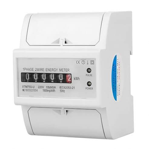 Contatore di energia – VIFER 220 V – Contatore di energia monofase – Misuratore elettrico digitale su DIN Rail 2 Linea 4P (15(60) A)