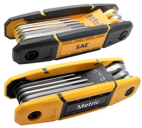 MULWARK 17pcs Folding Allen Wrench Set with Grip | Metric & Standard SAE - Key Tool 2 Pack Portable Hex for Basic Home Repair and General Applications