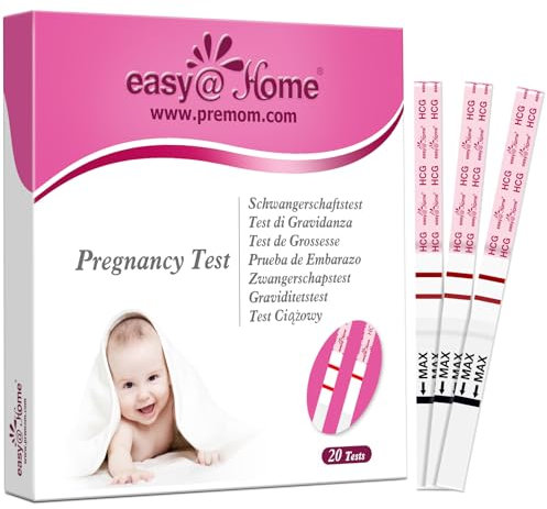 Easy@Home 20 x Schwangerschaftstest Frühtest 10 mIU/ml, Ergebnisse 5 Tage Früher, Empfindlich Frühschwangerschaftstest SST über 99% Genauigkeit (20 HCG Test)