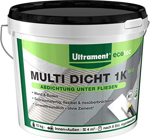 Ultrament - EcoTec Multi Dicht Abdichtung 1K Eco, Abdichtung unter Fliesen für Wand und Boden, 10 Kg