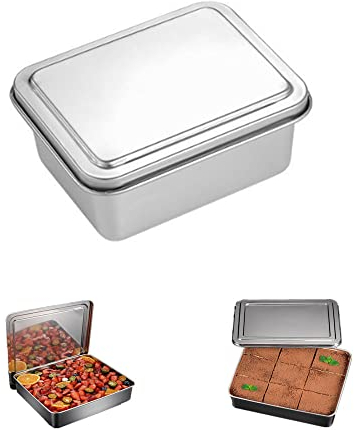 YGMXZL Teglia da Forno con Coperchio Ermetico,Tortiera Rettangolare Profonda,Stampo Quadrato in Acciaio Inox per Posizionare Dolci,Stampi per Torte (A)