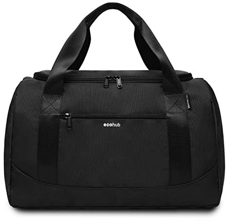 ECOHUB 20L Handgepäck Tasche, für Ryanair handgepäck 40x20x25, Faltbare Reisetasche Handgepäck Flugzeug, Wasserabweisend Sporttasche Klein, Weekender Tasche Herren Damen(Schwarz)