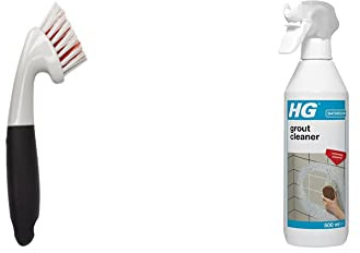 OXO Good Grips Grout Brush & HG Mould Remover Spray, Effective Mould Spray & Mildew Cleaner, Removes Mouldy Stains From Walls, Tiles, Silicone Seals & More (500ml) - 186050106