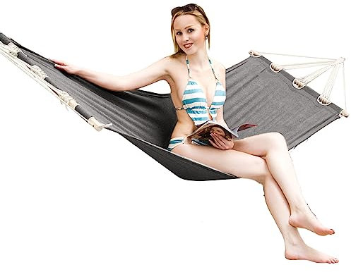 AMANKA Hamac Exterieur avec Barre Suspendu pour Adulte - 190 x 80 cm - Charge Maximale 100 kg - sans Support - Balancelle de Jardin Terrasse pour 1 Personne - Relaxation Confort Plein Air