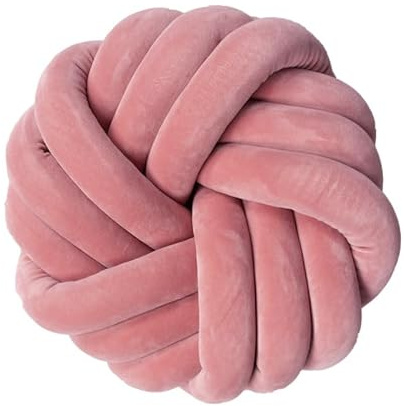 WMDMJT Knot Cushion for Sofa Ultra Soft Knotted Ball Creative Decorative Pillows Short Plush Knot Ball Pillows Comfy Round Pillow, Peach-35 * 35 * 12cm