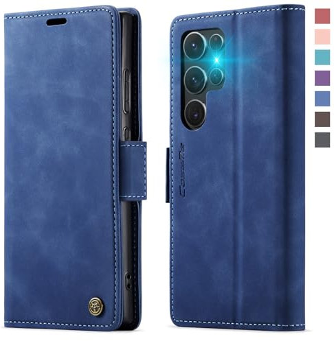 XYGLOW Handyhülle für Samsung Galaxy S23 Ultra 5G Hülle Premium PU Lederhülle Klapphülle【RFID Schutz】 Kartenfach Standfunktion Schutzhülle für Samsung S23 Ultra Flip Case Tasche Klappbar,Blau