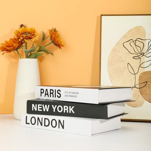 MURISE 3 Libros Decorativos para Decoración del Hogar, Caja de Cartón con Libros Falsos para Mesa de Café/Estantes y Oficina