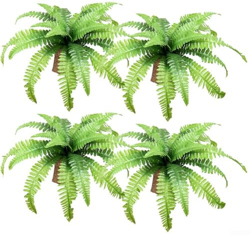 Lioaeust Helecho Boston artificial, helecho artificial realista, helechos artificiales para decoración al aire libre y del hogar (4 piezas), 827JC0H8GX2QG5VLQQNU3Z7