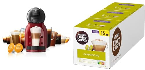 NESCAFÉ DOLCE GUSTO Krups KP123H Mini Me Kaffeekapselmaschine, 15 Bar, Schwarz/Rot, Über 30 Kaffee Kreationen, Cappuccino