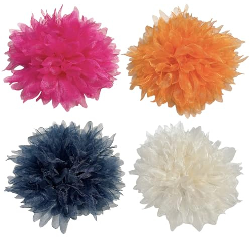 Asudaro Blumen Brosche Ansteckblume,1/4 Stück Handgefertigte große Blumenbrosche aus Stoff Große Anstecknadel aus Stoff Retro Ansteckblume für Damen, Broschenzubehör