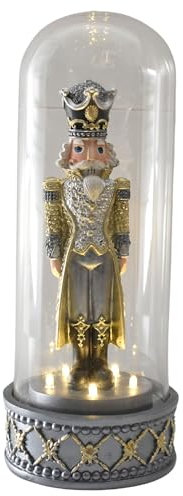 Glasglocke mit Nussknacker beleuchtet Weihnachtsfigur Weihnachtsdeko 30cm lup207 Palazzo Exklusiv