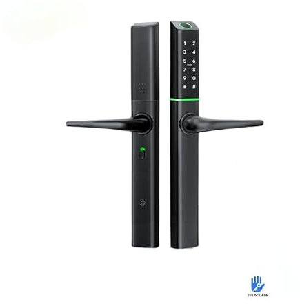 Essential Wellness Smart Door Lock, 7-in-1 Access Methods, Fingerprint and PIN Code, Aluminium, Black