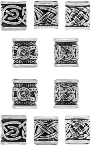 Laroal 10PCS Viking Beard Beads Metal Viking Beard Beads Hair Bead Pendant Styling Tool for DIY Beard Braids Hair Accessories for Men Gentlemen’s and Hair Styling Kit