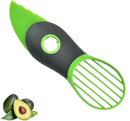 Avocado Slicer,3-in-1 Multifunctional Fruit Cutter with Non-Slip Handle and Gadget Plastic Generisch Peeler Tool Greens Masher Cuter Cutters Green Knife Pitter Stainless Steel Blade for Kitchen