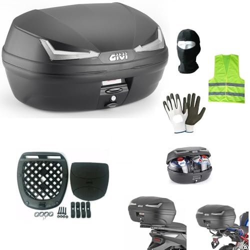 COMPATIBILE CON YAMAHA MAJESTY 400 BAULETTO PER MOTO SCOOTER VALIGIA TOPCASE MONOLOCK 45L BAULE NERO CON CATADIOTTRI FUMÉ+PIASTRA E KIT PER AGGANCIO AL TUO PORTAPACCHI