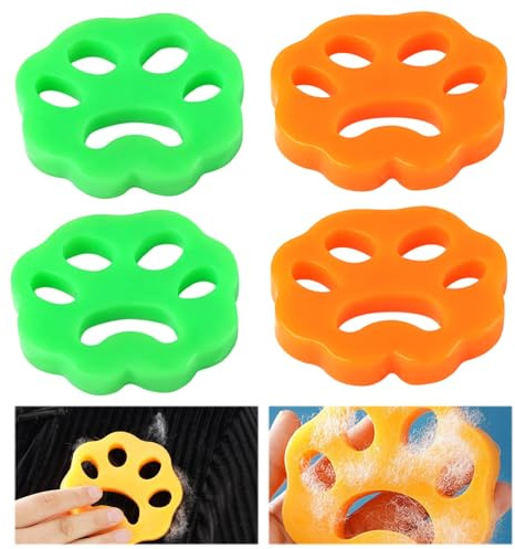 4Pcs Cat Paw Shaped Silicone Pet Hair Removers, Reusable Lint Catchers for Washing Machines, Ideal for Laundry Bedding Clothing and Home Use