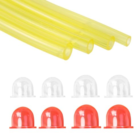 Lyreh 12stk Primer Vergaser Set für Zama Echo Stihl Homelite Robi Pouland 0058001 12538108660 561635001 A01195A, Zündkapsel Primer Pumpe aus GPU-Material mit Brenngasleitungsschläuchen