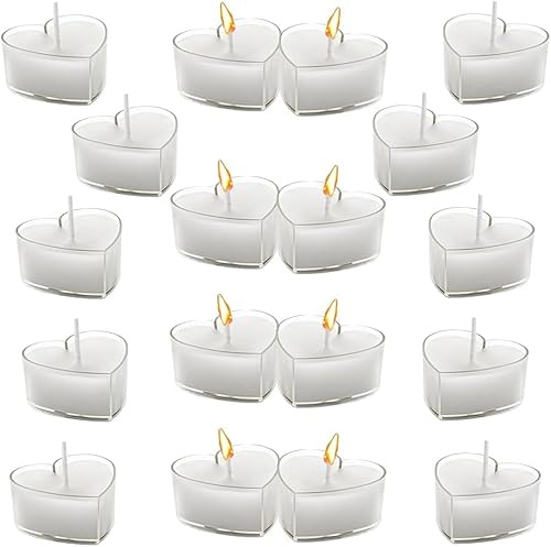 Romantic Candles, 18PCS Love Heart Shape Tealights, Scented Candle Heart Candles,for Valentine's Day Decoration Gift Wedding Deco Table Deco, Party, Anniversary, Wedding-4CM (White)