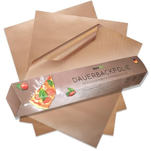 Amazeable® Dauerbackfolie für Backofen und Grill 3er Set langlebig bis 260°C - 33x40 cm zuschneidbar - 100% Antihaftbeschichtung - Grillmatte für Gasgrill Backpapier wiederverwendbar