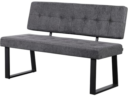 B&D home Sitzbank Sigfrid - Eckbank Esszimmer Mit Lehne, Sitzbank Flur, Pflegeleichter Bezug aus Webstoff in Anthrazit, Kaltschaum-Polsterung, Für Esszimmer, Küche & Flur, 140 cm