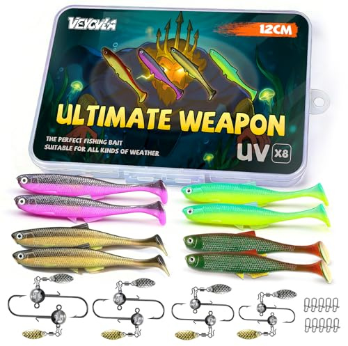 VEYCVLA Fiskegummifisk Zander abborre Gummibete Zander-fiske-12cm Softbait Fiskebete för öring, zander & abborre, Jighuvuden för gummifisk Fiskejighaken med rundt huvud
