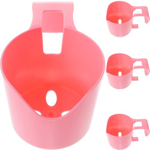 FELTECHELECTR Portavasos para Piscina de Plástico Rosa, Diseño Multifuncional y Resistente al Desgaste, Paquete de 4 Piezas Gancho para Colgar Junto Piscina Reutilizable