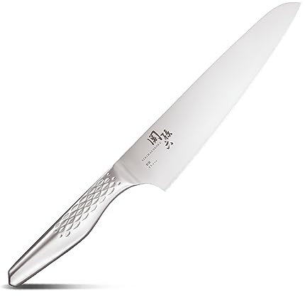 KAI Seki Magoroku Shoso Cuchillo de chef con hoja de 21,0 cm - Acero inoxidable 5CR15MoV 56 (±1) HRC - Afilado convexo - Mango de acero inoxidable 18-8 con patrón de rombos - Cuchillo de cocina