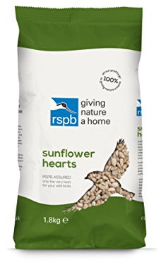 RSPB Sunflower Hearts Wild Bird Food 1.8Kg, High in Energy & Protein, Great For Bird Feeders, Supporting The RSPB Charity, Resealable & Recyclable Packaging, Beige