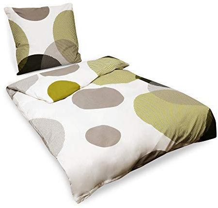 Beautissu Renforcé Bettwäsche 155x220 Baumwolle 4teilig – 1x Bettbezug 135x200 & 1x Kissenbezug 80x80 cm – 100% Baumwolle Sommerbettwäsche Bettwäsche-Sets mit Reißverschluss – NELA